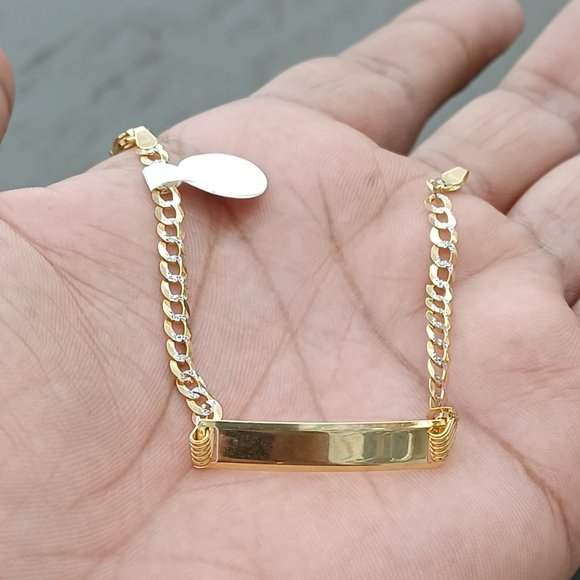 14kt Solid Gold Cuban Diamond Cut Id Bracelet size 6 inche